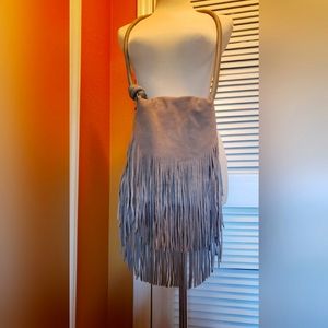 Moda Lux suede leather fringe boho bag